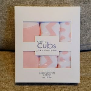 3 for $15 item! 3-pack of pink baby swaddles, size L